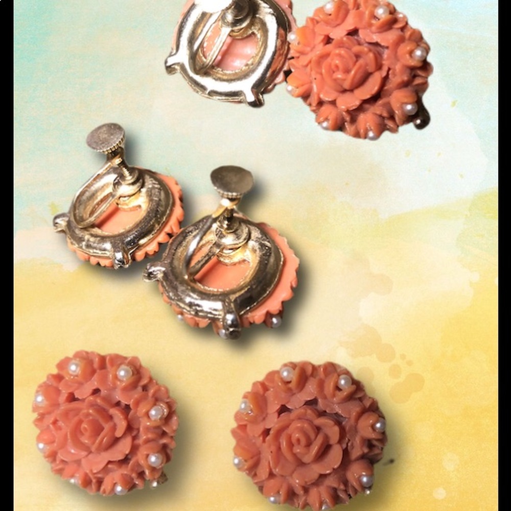 Vintage Intricate Screw Back Earrings